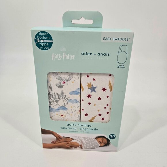 Aden & Anais Harry Potter Quick Change Easy Swaddle 2 Pack Zipper 0-3 M NEW - Picture 1 of 7
